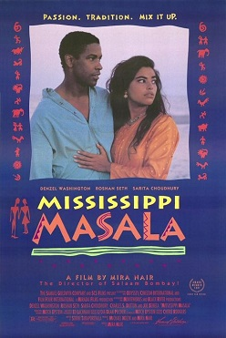 Poster for Mississippi Masala with Denzel Washington and Sarita Choudhury embracing
