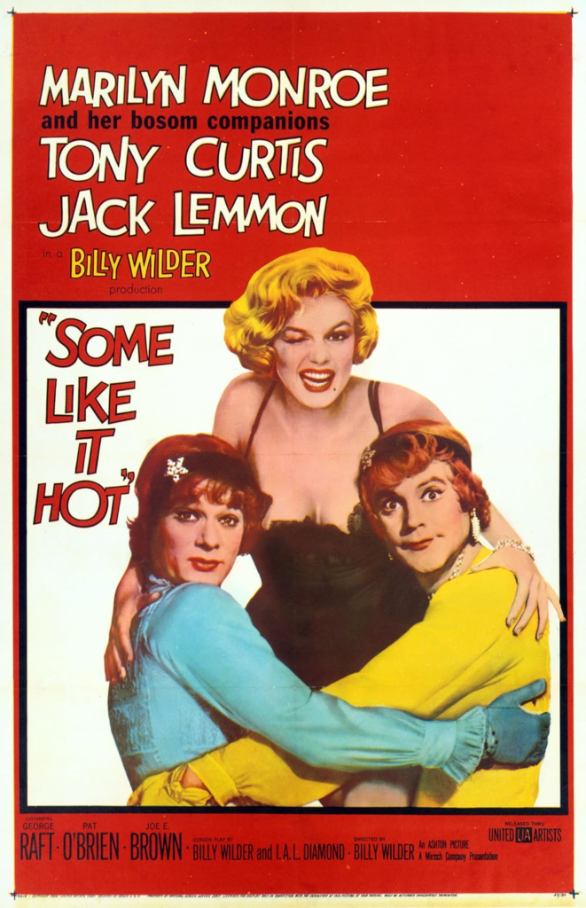 Poster for Some Like it Hot (1959) with Marilyn Monroe, Tony Curtis, and Jack Lemmon